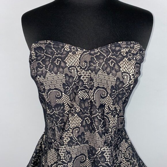 Have Womens L Floral Lace Strapless Peplum Top Lined Back Zipper Boho Party - Picture 2 of 15